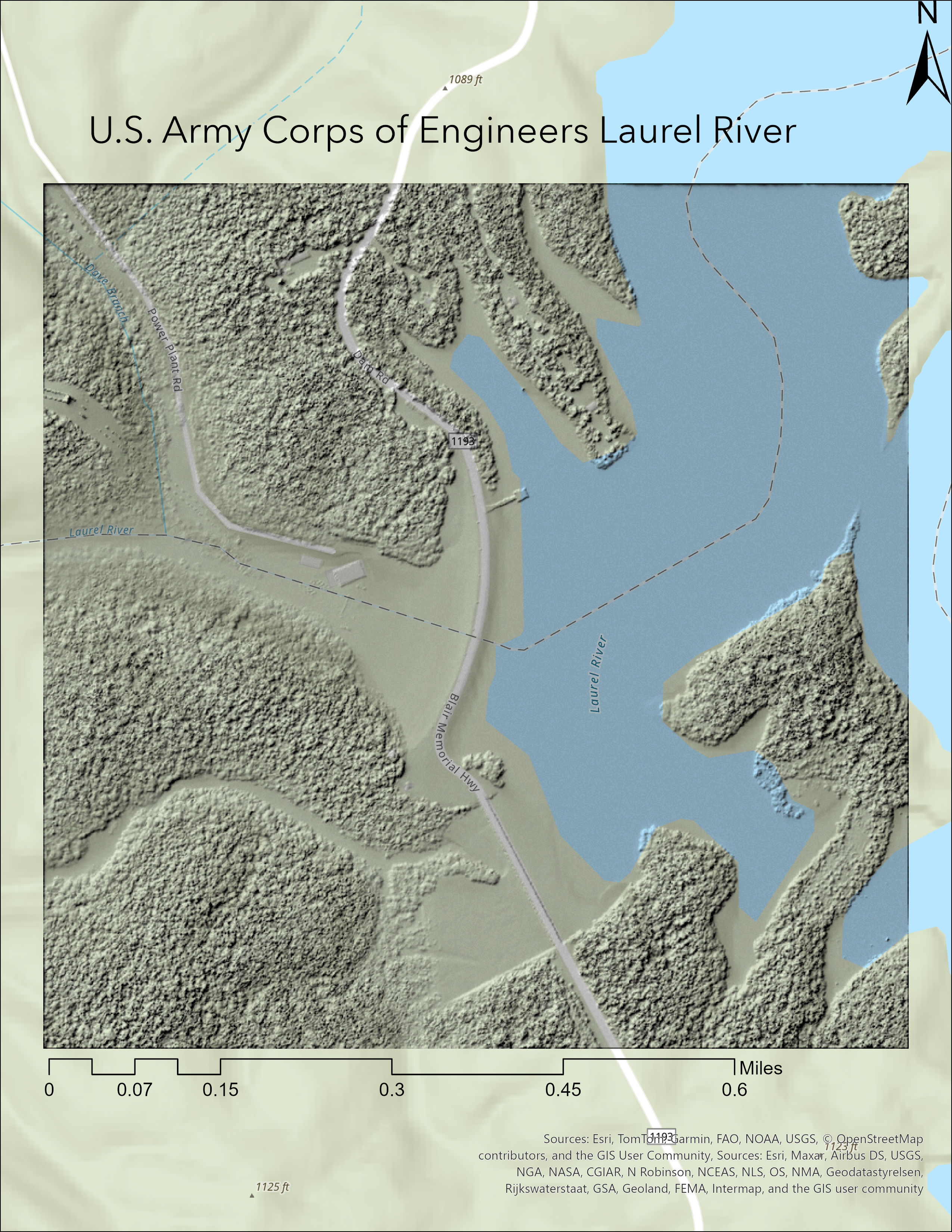Hillshade of Laurel River Area